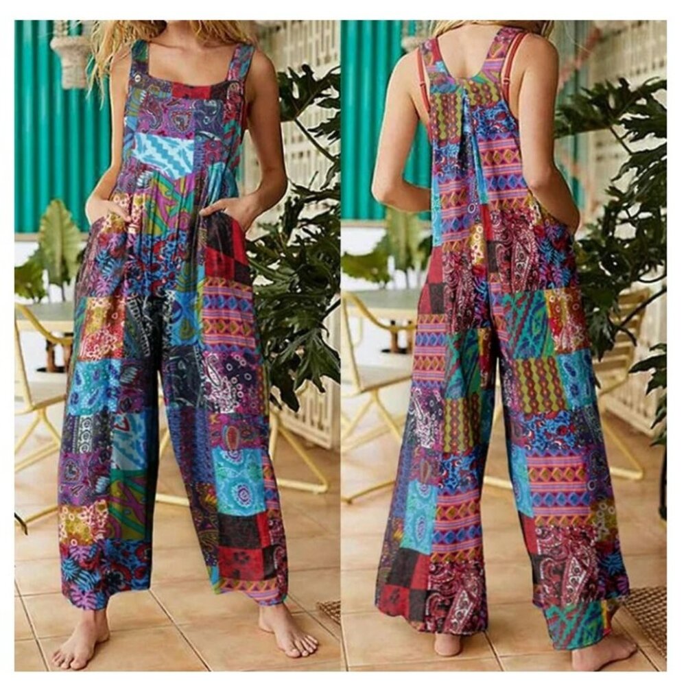 Women's Patchwork Jumpsuit Bohemian Overall
